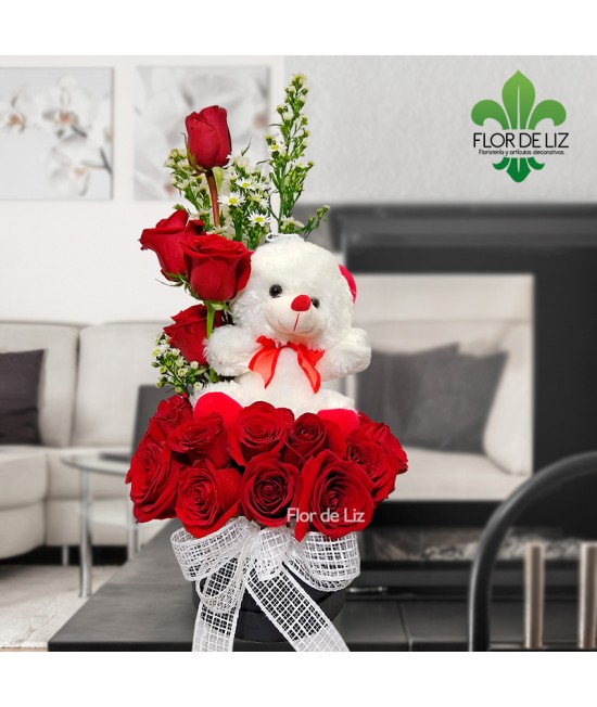 CAJA DECORADA BENDITO AMOR CON PELUCHE PEQUEÑO